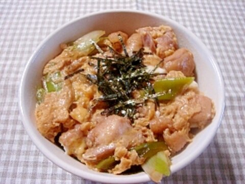 長ねぎで親子丼